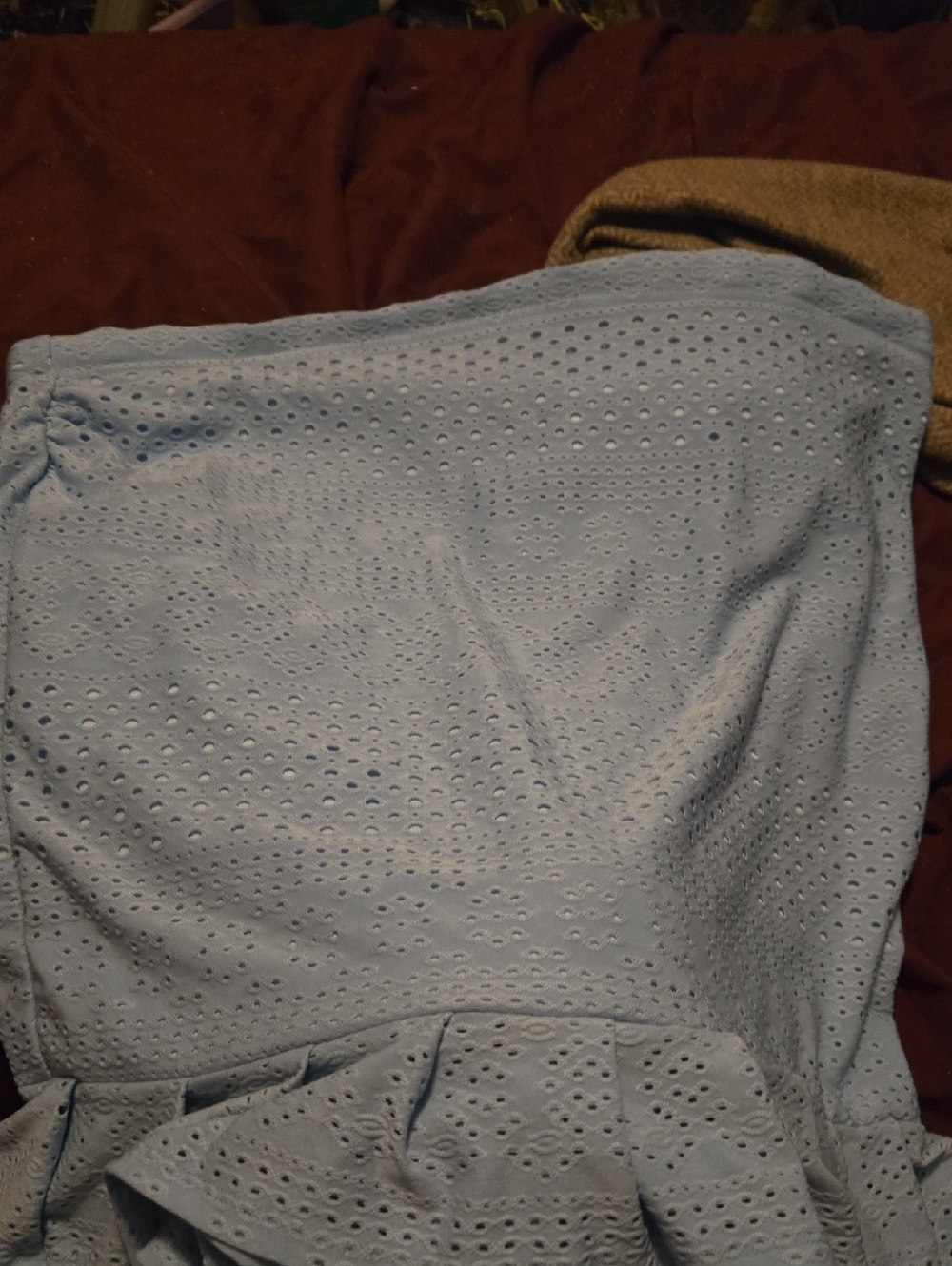 SHEIN Light Blue Eyelet Pencil Skirt